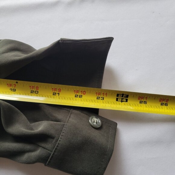 Talbots Stretch Dark Olive Green Microfiber Button-Up Shirt Jacket Shacket (2X) - Picture 9 of 16